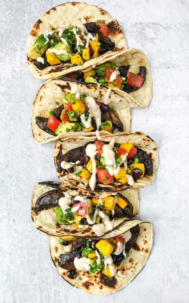mushroom tacos with mango avocado salsa