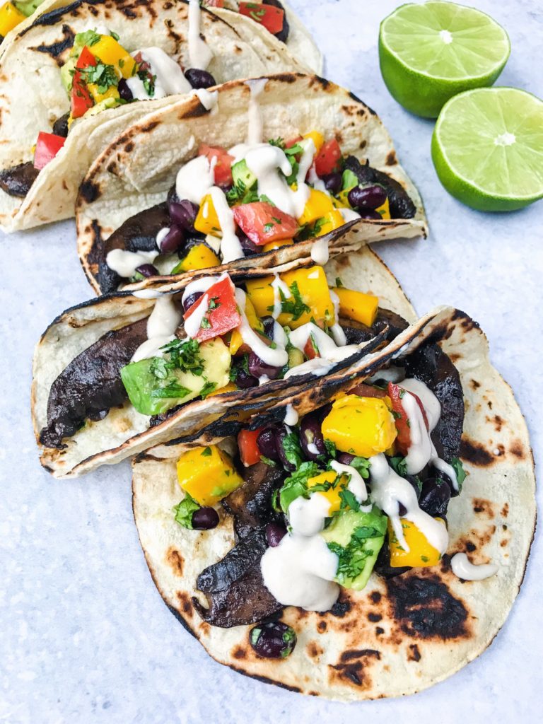 mushroom tacos with mango avocado salsa