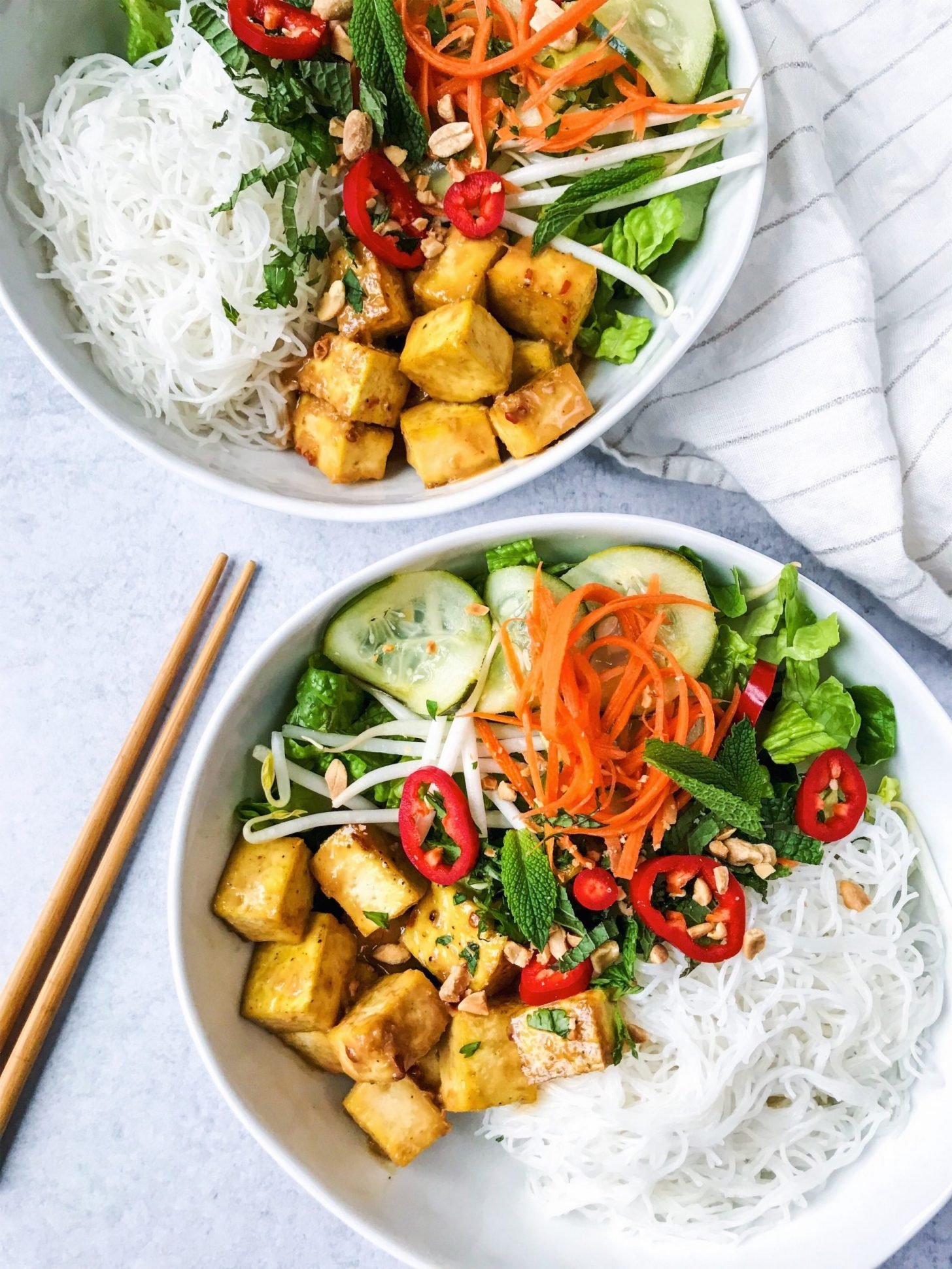 Spiralized Vegetable Noodle Bowls With Peanut Sauce - Domestic Gothess