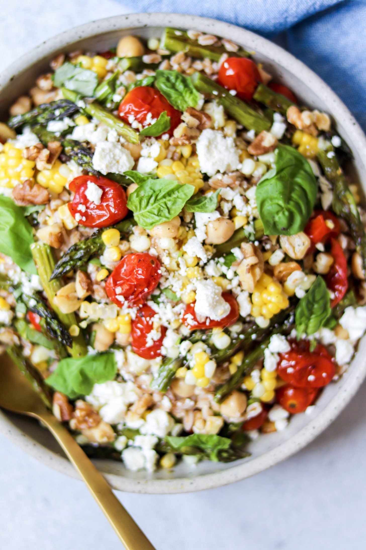 Farro Salad with Roasted Vegetables and Feta Cheese • Daisybeet