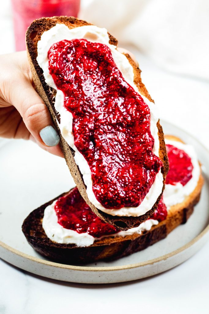 Raspberry Chia Jam on Toast - Daisybeet