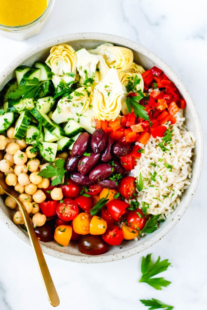 Mediterranean Brown Rice Salad (Vegan, Gluten Free) • Daisybeet