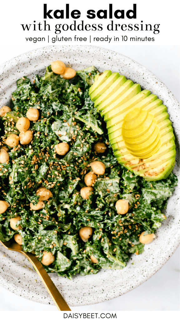 Kale Salad with Creamy Goddess Dressing - Daisybeet