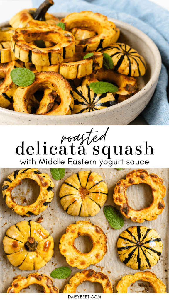 Roasted Delicata Squash with Middle Eastern Yogurt Sauce - Daisybeet