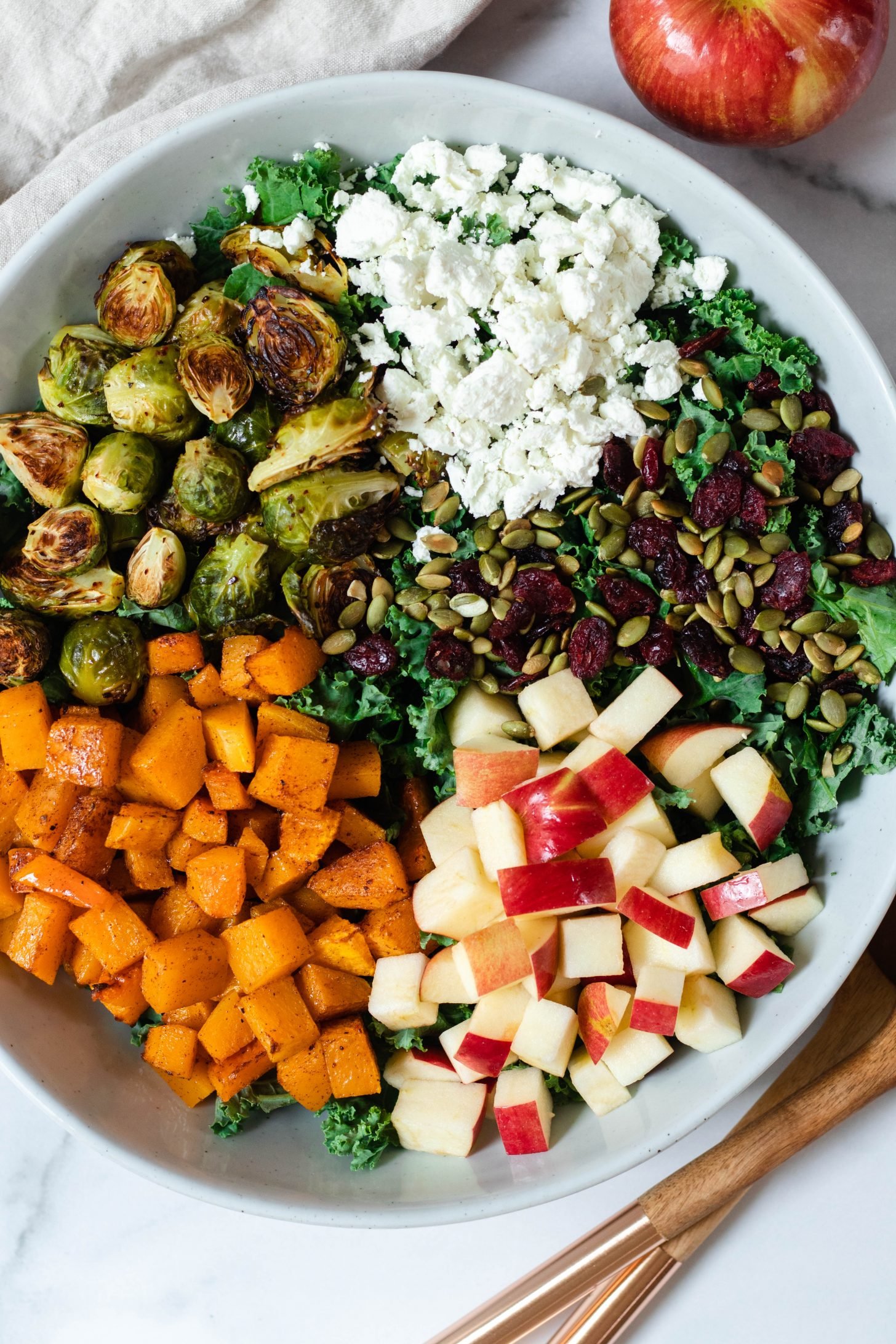 Fall kale salad in a large bowl