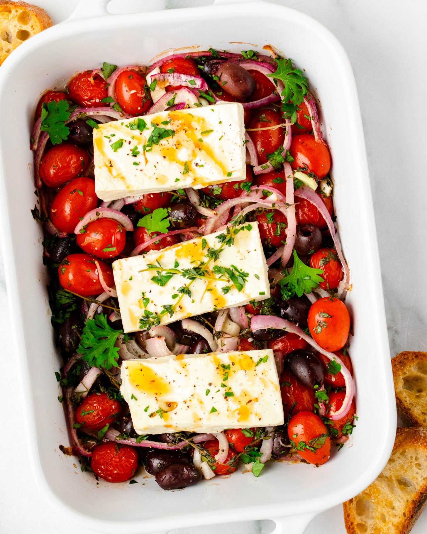 Mediterranean Baked Feta (Gluten Free) | Alex Aldeborgh, MS, RD