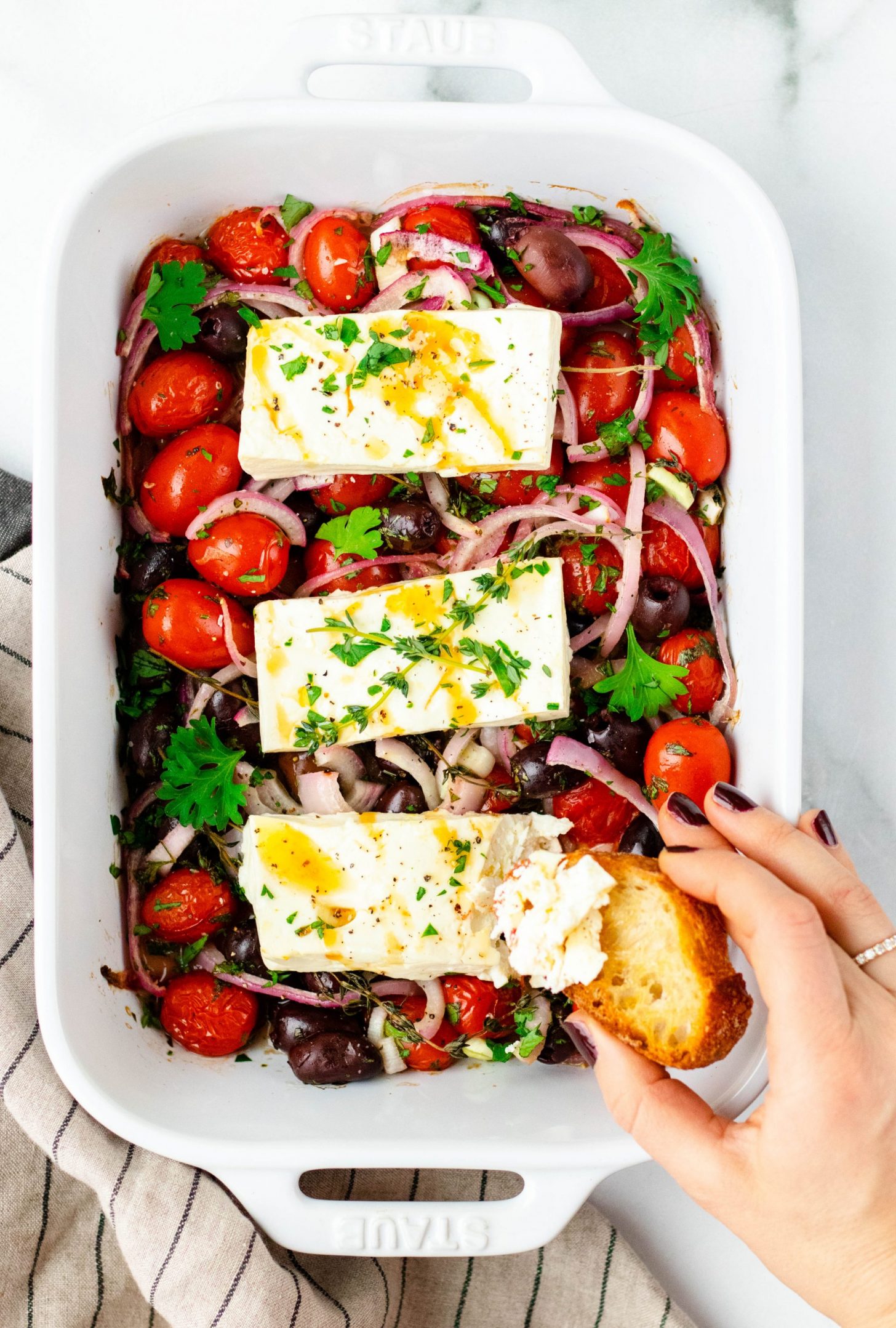 Mediterranean Baked Feta (Gluten Free) | Alex Aldeborgh, MS, RD