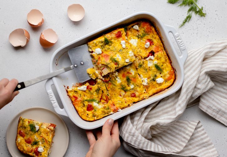 Smoked Salmon Frittata with Greek Yogurt & Goat Cheese • Daisybeet