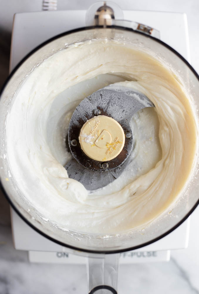 whipped ricotta cheese in a food processor