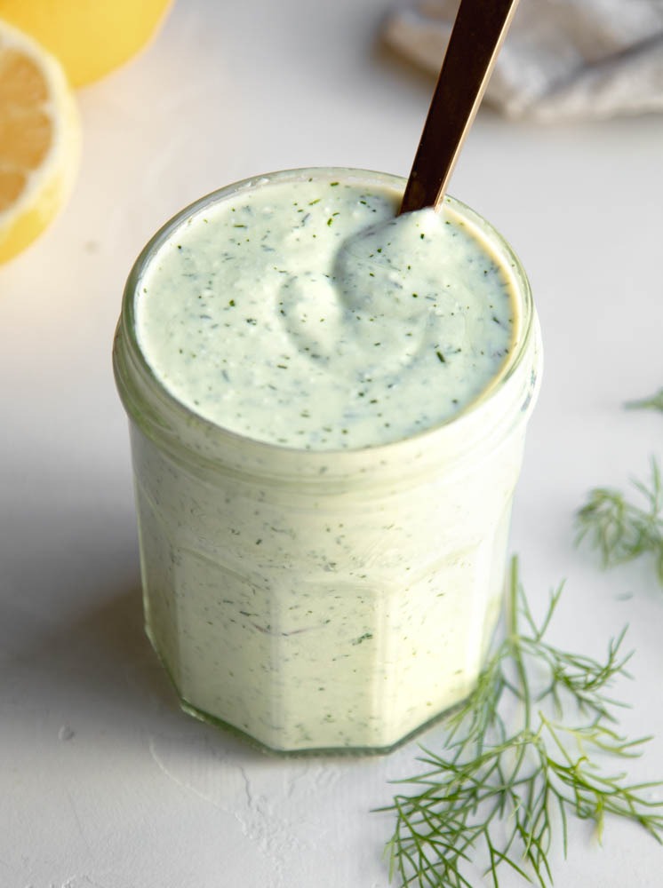 5-Minute Greek Yogurt Feta Dill Dressing • Daisybeet