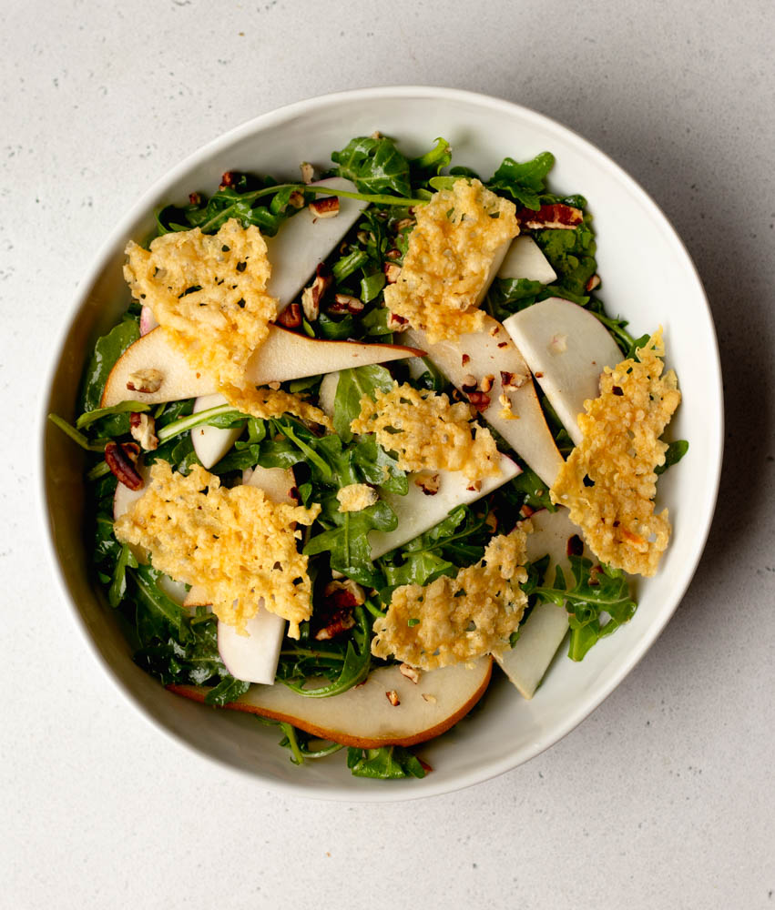Raw Turnip Salad with Pears and Parmesan Crisps • Daisybeet