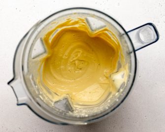 blended cauliflower alfredo sauce in a blender
