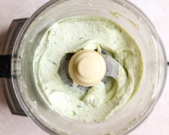 whipped ranch cottage cheese dip in a food processor