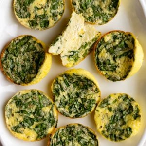 plate of spinach feta cottage cheese egg bites