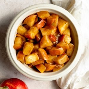stewed apples in a white bowl