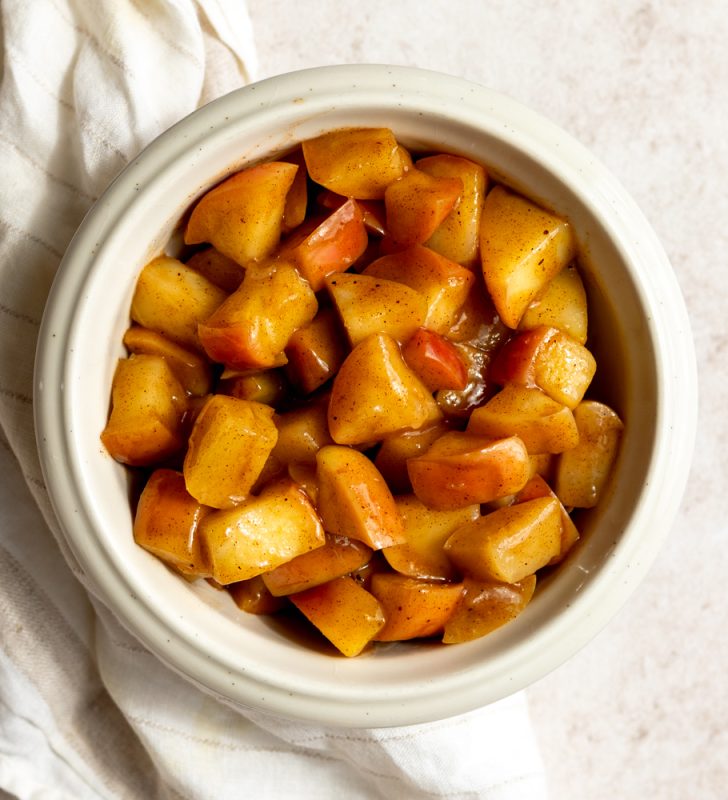 stewed apples in a white bowl