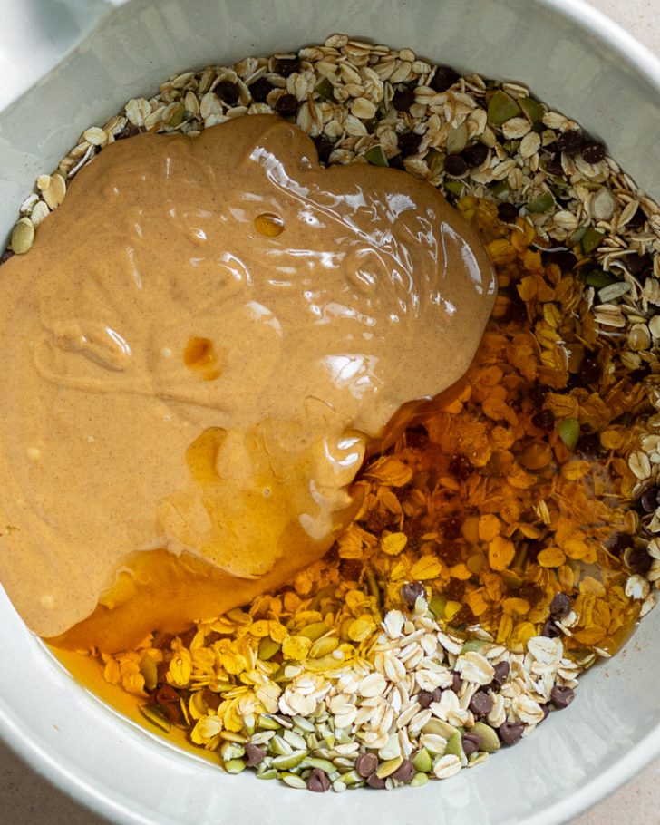 wet ingredients in mixing bowl
